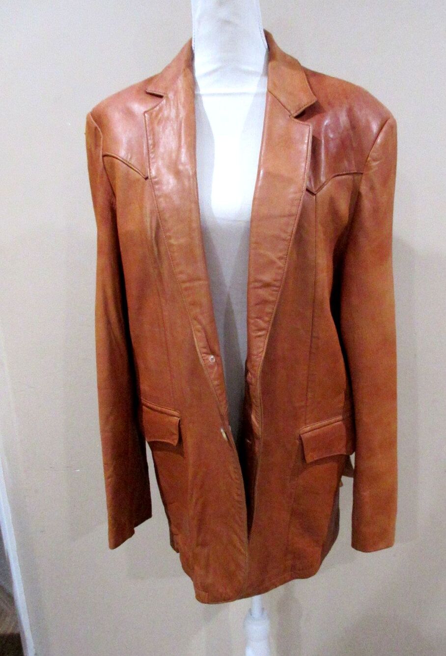 Vtg. Americana Leather Western Jacket Men Sz 44 Tan (as is )